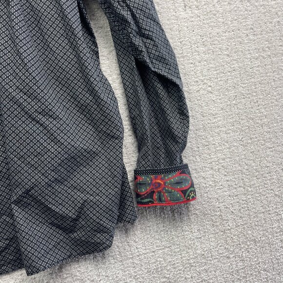Au Noir Black w/ Psychedelic Mandala Flip Cuff Button-up dress shirt Men Size 5 - Picture 12 of 13